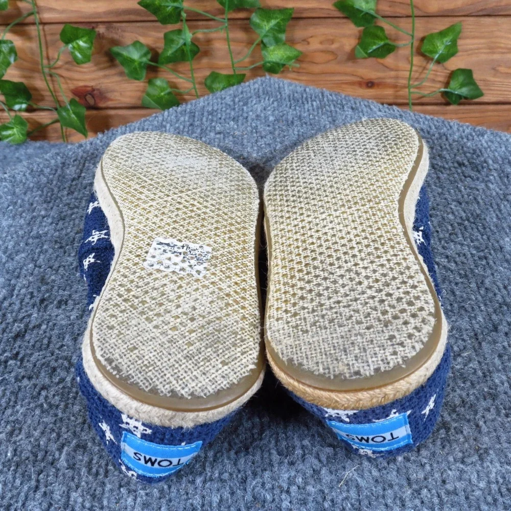 TOMS Classic Freetown Star Women Espadrille Slip On Size 7 Casual Navy Knit Star